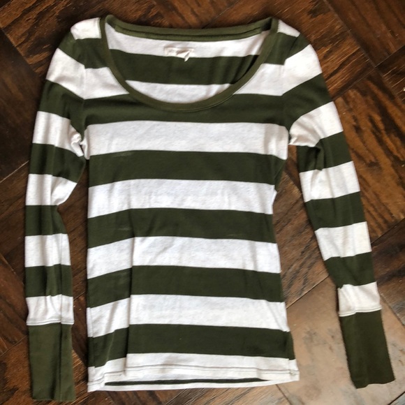 Aeropostale Tops - green striped Aeropostale long sleeve